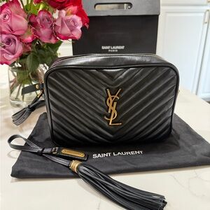Saint Laurent Medium Lou Camera bag in Black With Gold Hardware
